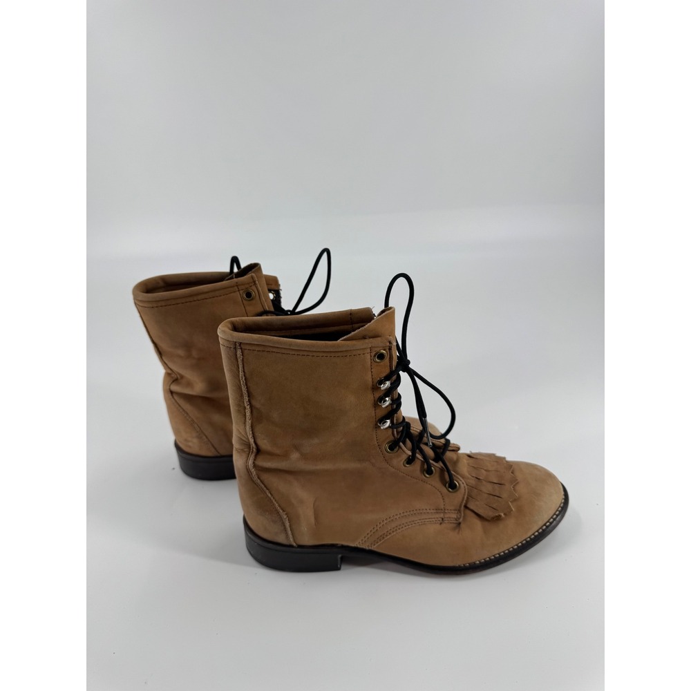 Jared 153 Tan Suede Fringe Lace Up Ankle Boots Women's Size 8 M